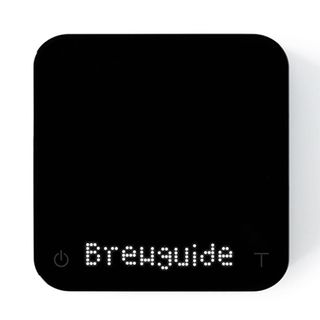 the black color of the acaia pearl s coffee scale on a white square background showing the brewguide setting