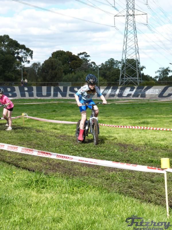 Emily Hughes riding in the girl's race.