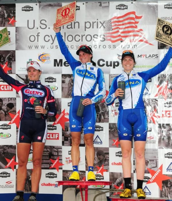 Podium (L-R) Meredith Miller (California Giant Berry/Specialized), Katerina Nash (Luna Pro Team) and Georgia Gould (Luna Pro Team).
