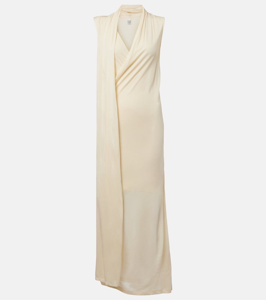Draped Scarf-Detail Jersey Wrap Dress
