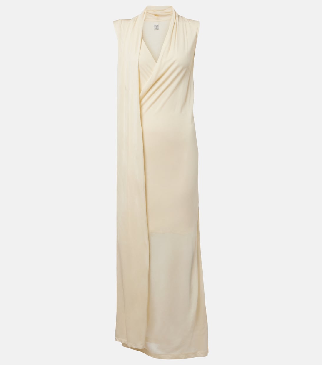 Draped Scarf-Detail Jersey Wrap Dress