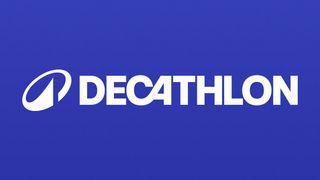 Decathlon new logo, white on a dark blue background