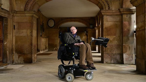 Stephen Hawking photographed at at Emmanuel College on September 19, 2013 in Cambridge. 