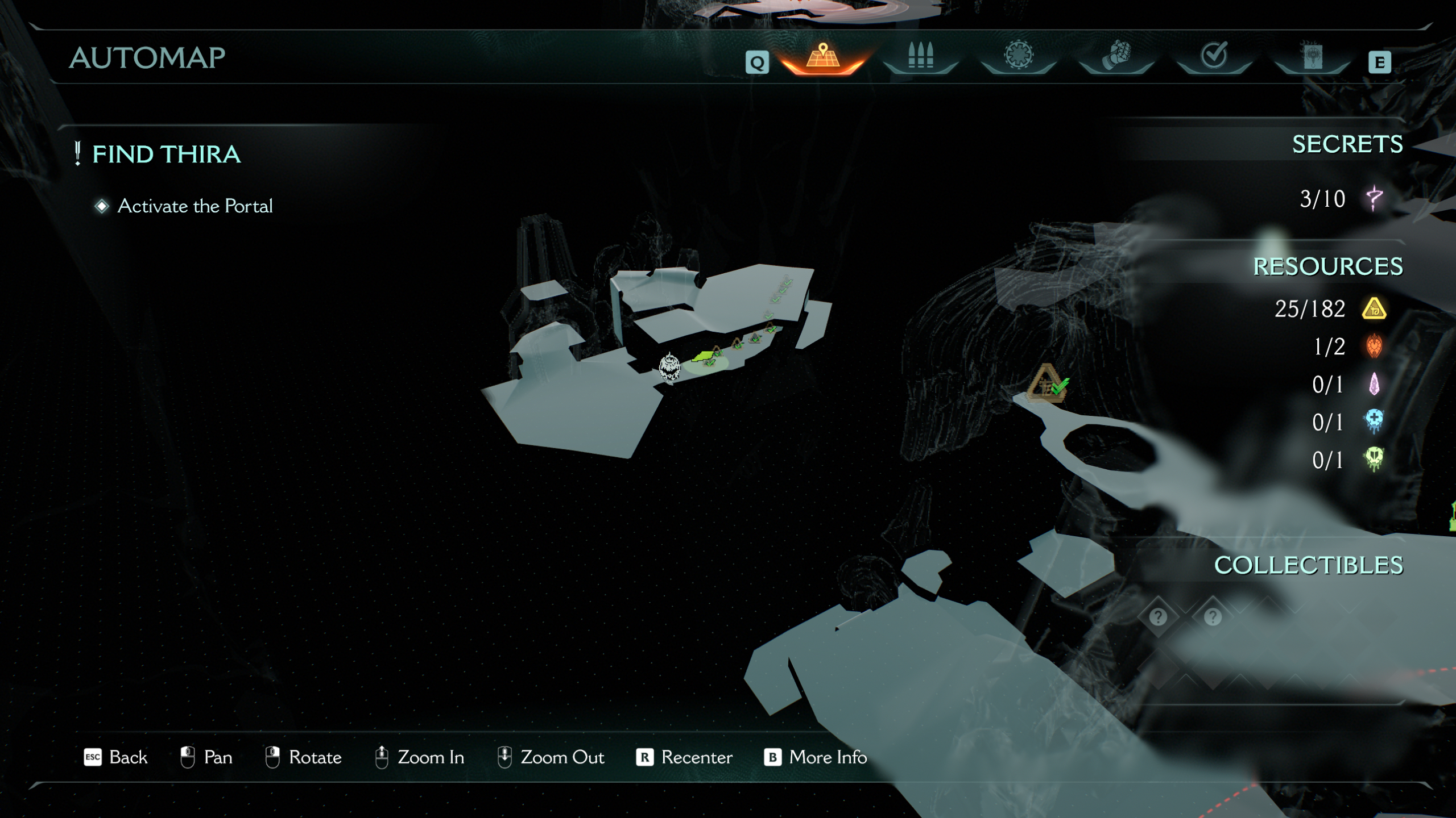 Doom: The Dark Ages Chapter 15 secrets City of Ry'uul - A map showing the location of a life sigil on a hidden path.