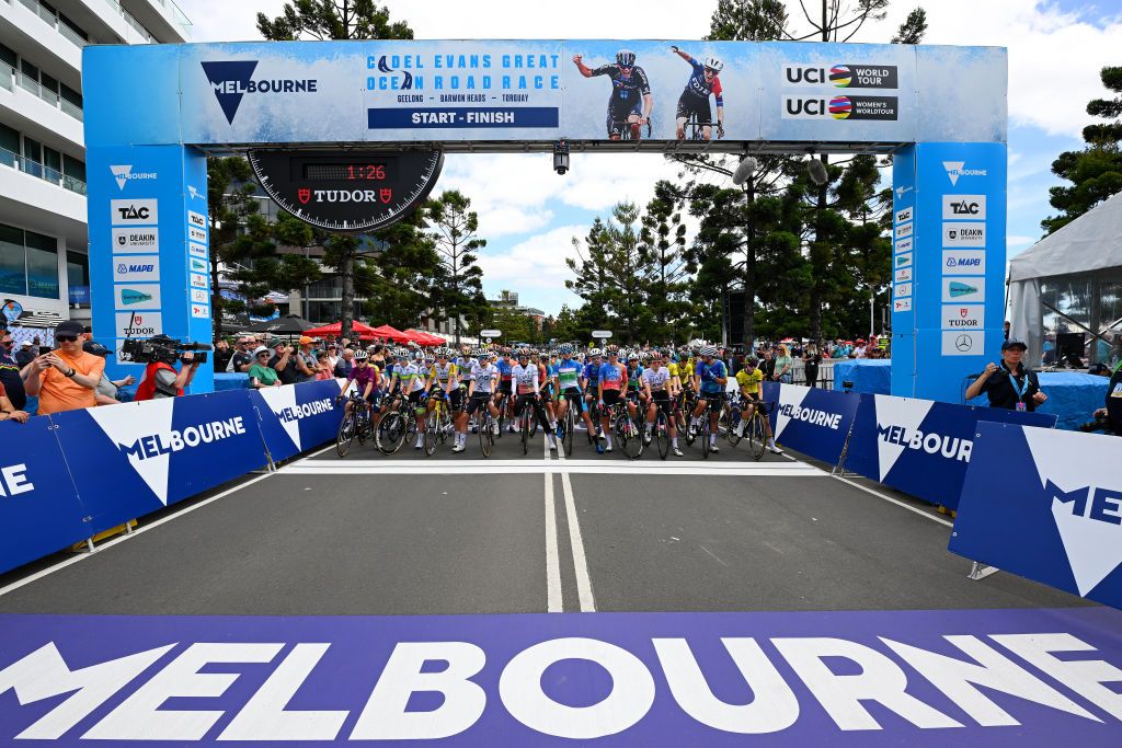 Start of the 7th Deakin University Elite Womens Road Race in Geelong