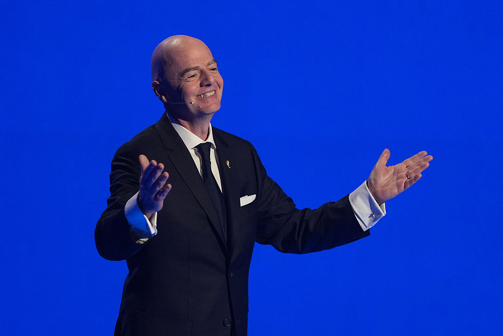 World Cup 2026 draw: Gianni Infantino, President of FIFA, speaks during the FIFA World Cup 2026 Official Draw at John F. Kennedy Center for the Performing Arts on December 05, 2025 in Washington, DC.