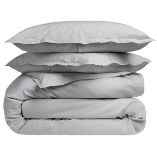 Parachute Percale Duvet Cover Set in Light Gray