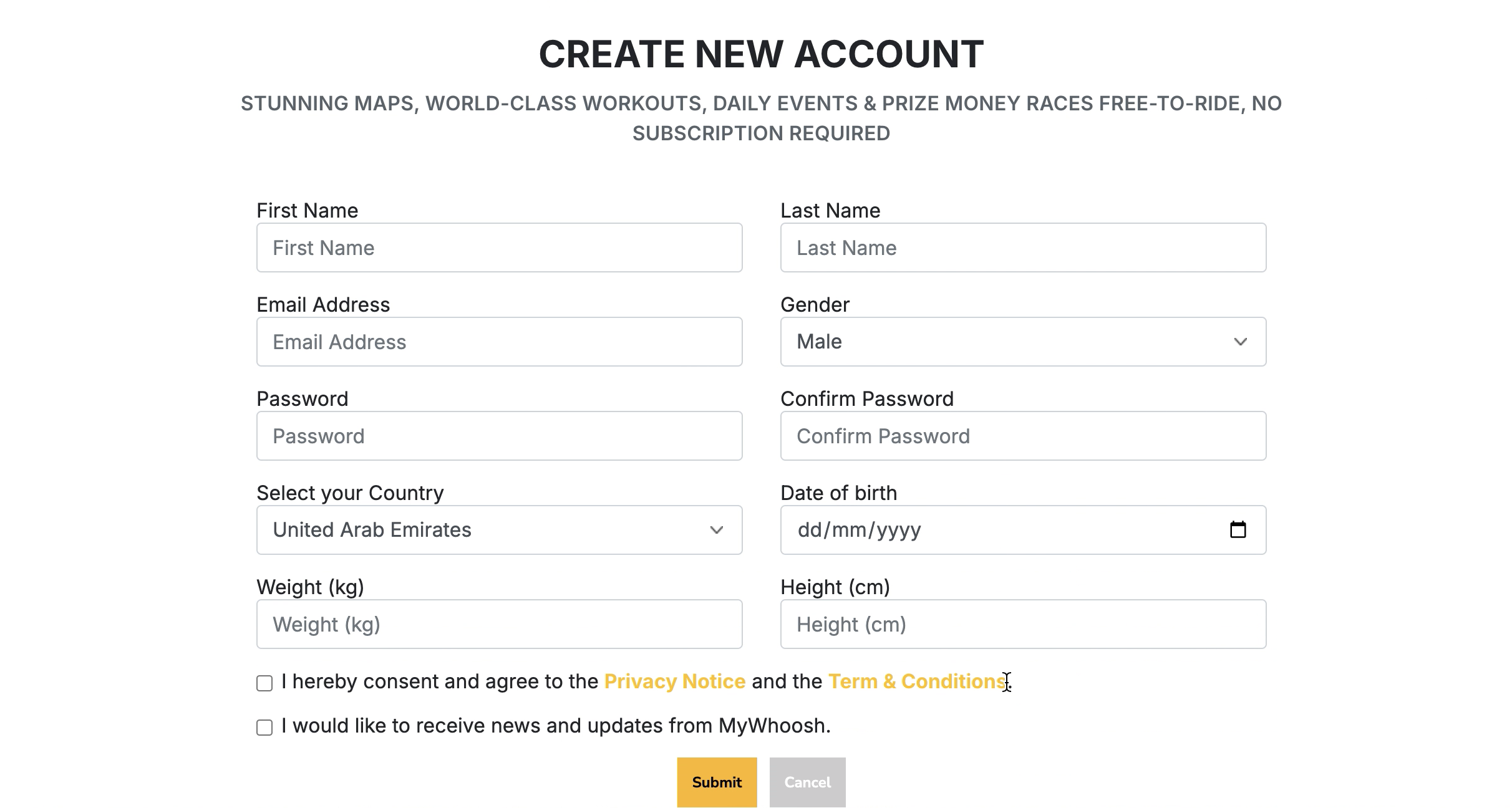 MyWhoosh account set up