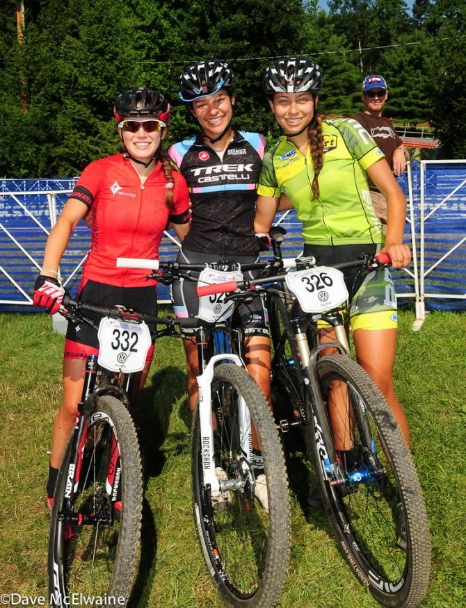 Kate Courtney, Kaylee Blevins, and Shayna Powless at the finish