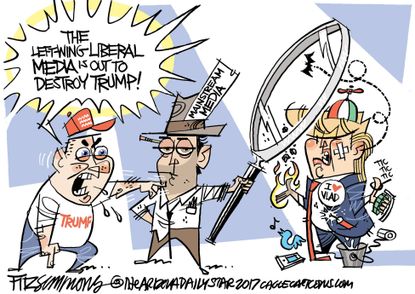 Political cartoon U.S.&nbsp;Trump supporters Mainstream media liberal bias Russia