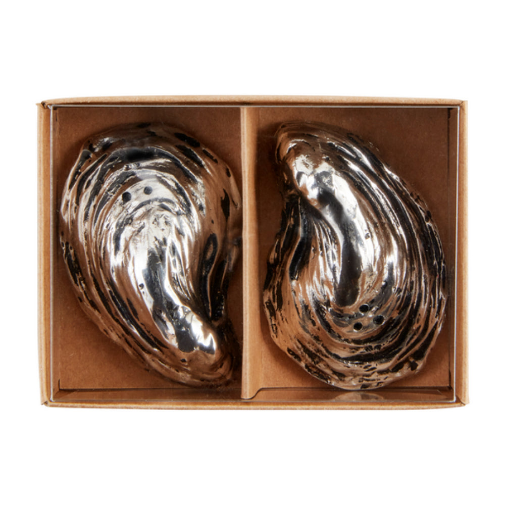 Mud Pie Metal Oyster Salt and Pepper Set