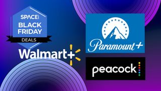 Walmart Plus's logo with the Paramount and Peacock logos.