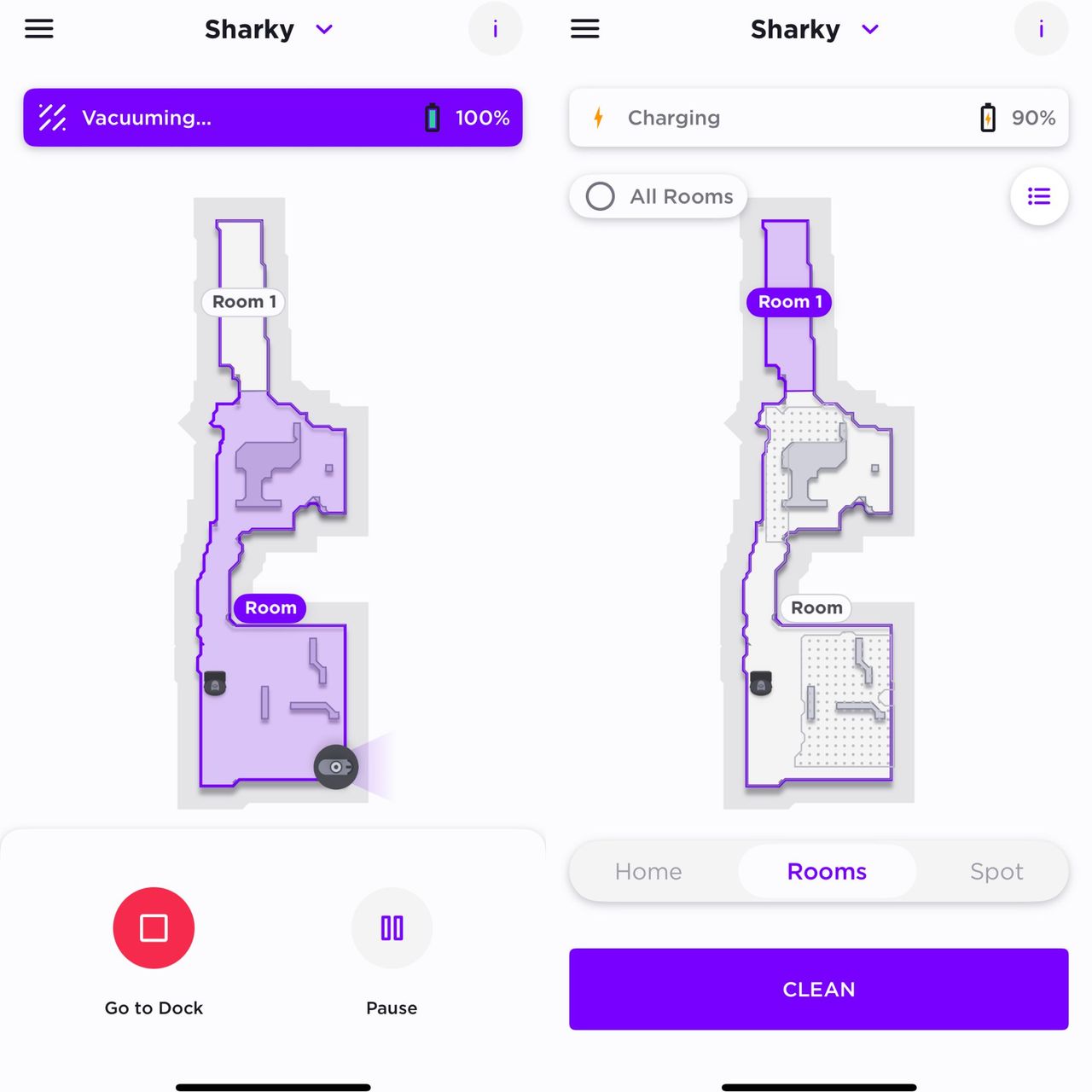 Shark app showing the mapping layout of a house