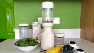 Beast Health 850 Plus blender with smoothie ingredients on kitchen counter