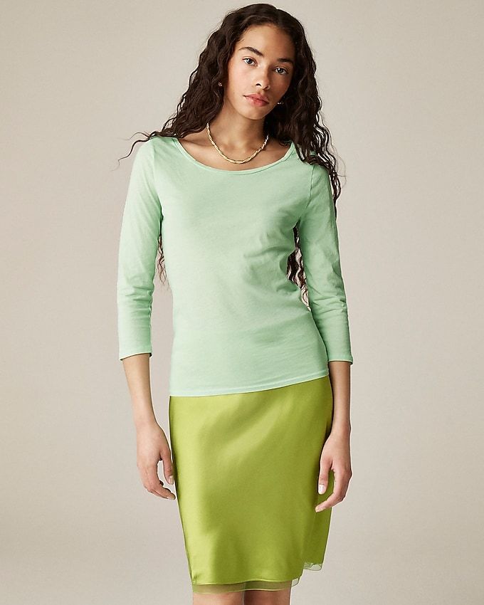 Feather Jersey Three-Quarter Sleeve T-Shirt