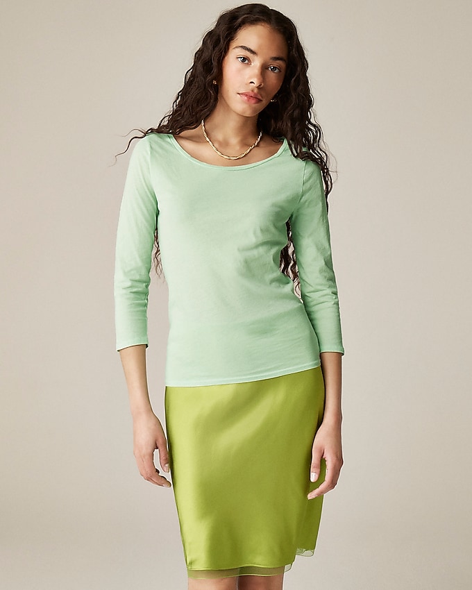 Feather Jersey Three-Quarter Sleeve T-Shirt