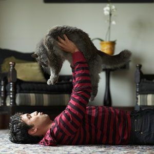 man with a cat