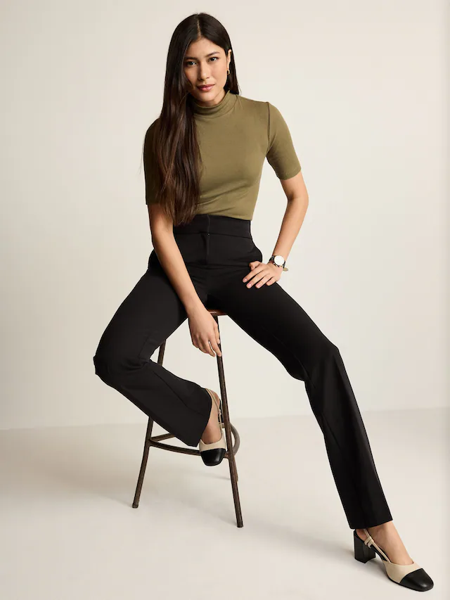 Black Bootcut Tailored Trousers