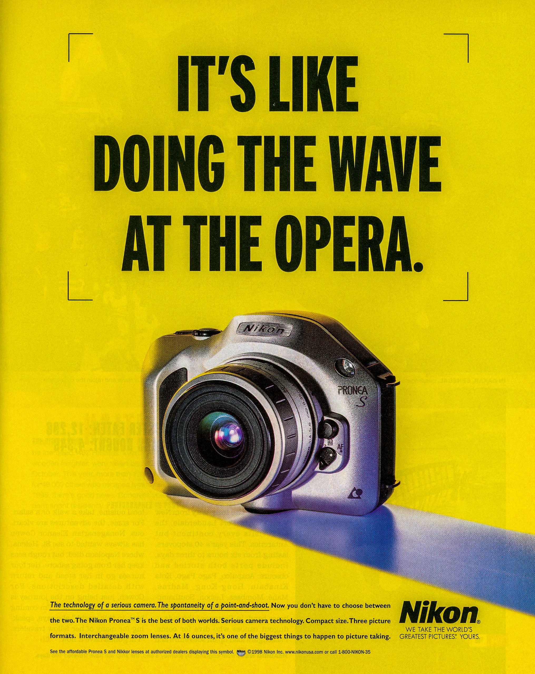 Magazine advertisement for the Nikon Pronea S camera