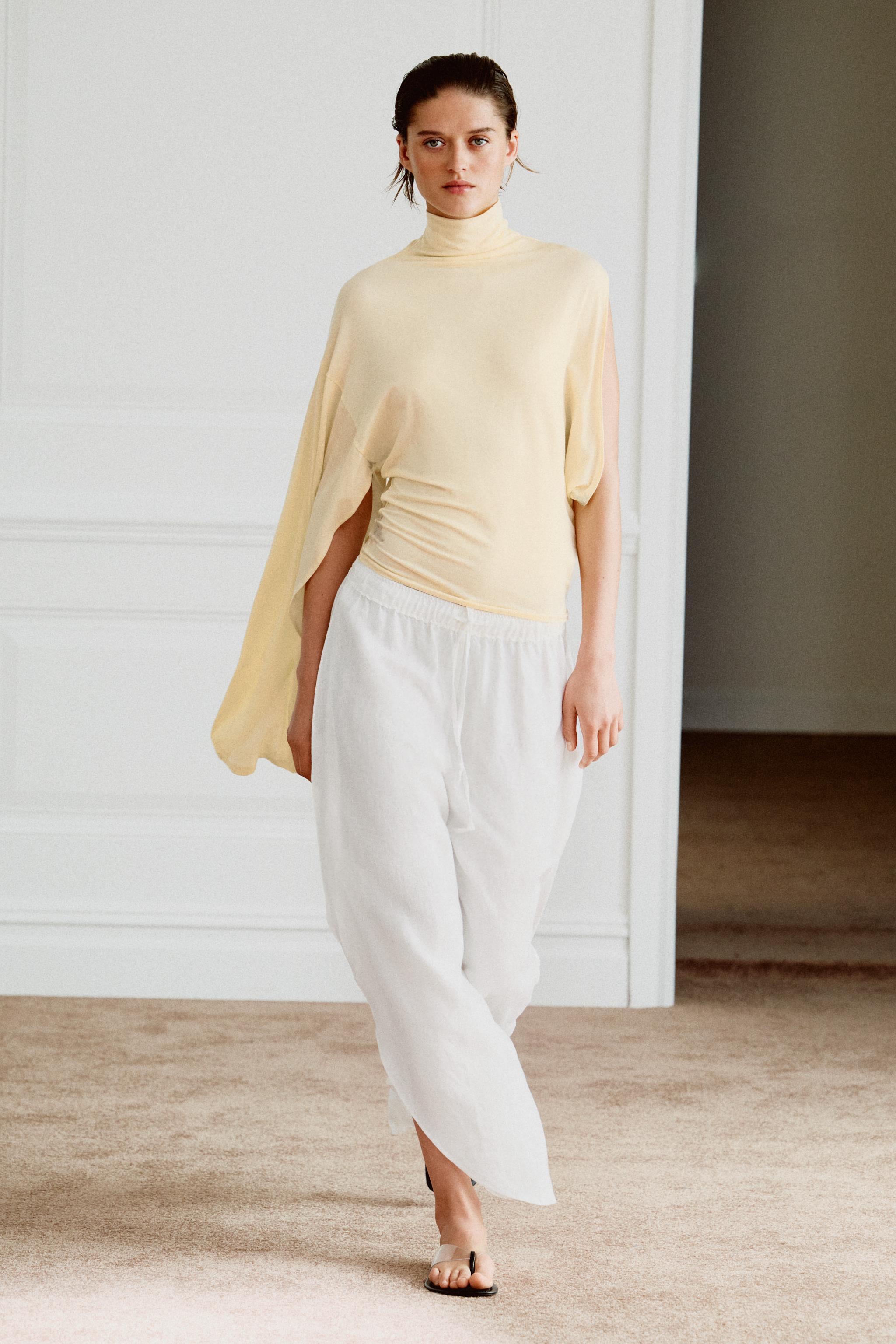 Linen Trousers With Vents Zw Collection