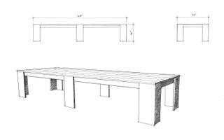 Sketch of Donald Judd furniture design