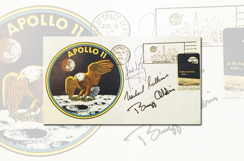 A rare Apollo 11 &#039;insurance cover&#039; from the personal collection of Neil Armstrong is being sold to benefit the Astronaut Scholarship Foundation. The cover was donated by Armstrong&#039;s son.