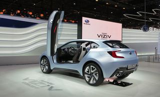 Grey Subaru Viziv with Gullwing doors feature