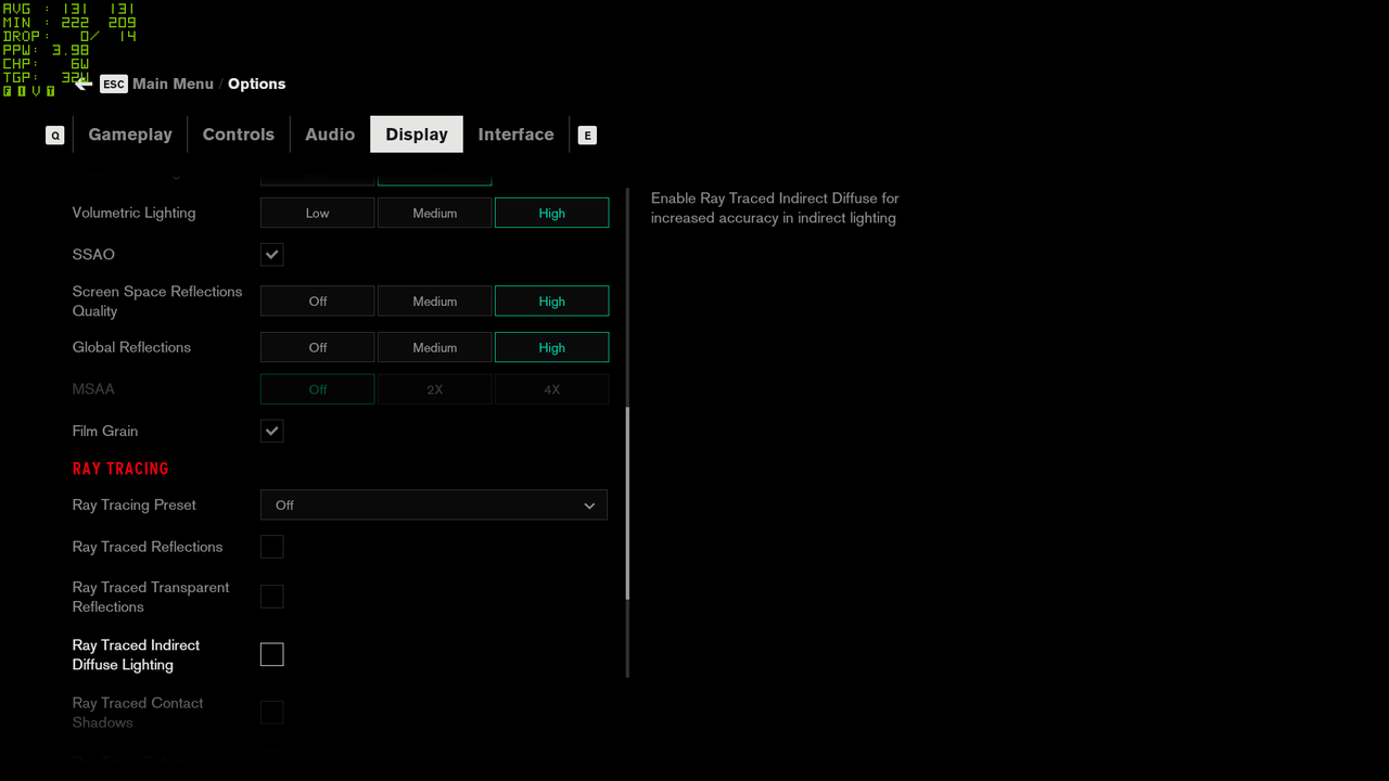 Control graphics settings