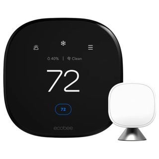 ecobee Smart Thermostat Premium and SmartSensor on a white background