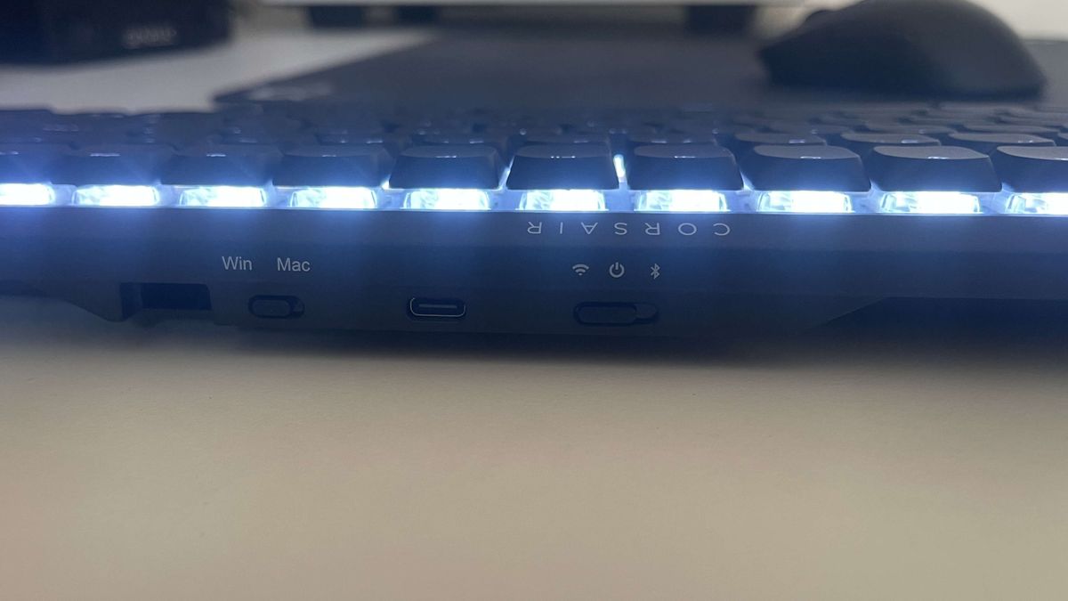 Corsair Vanguard Air 99 Wireless gaming keyboard on a white desktop