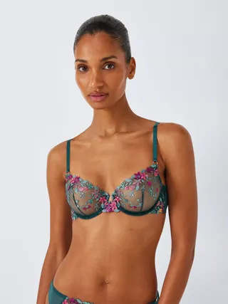 And/or Kiki Floral Embroidery Plunge Bra, Light Blue