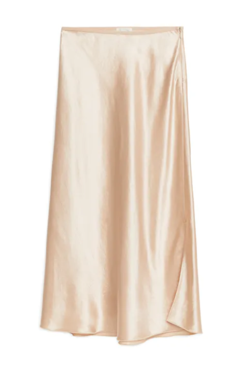 cream satin midi skirt
