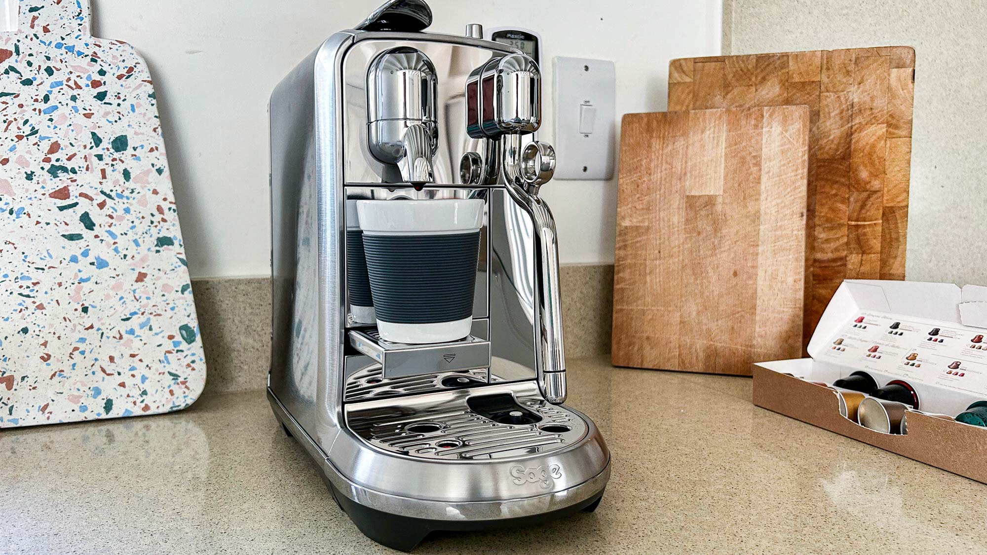 Breville Nespresso Creatista Plus sitting on kitchen counter