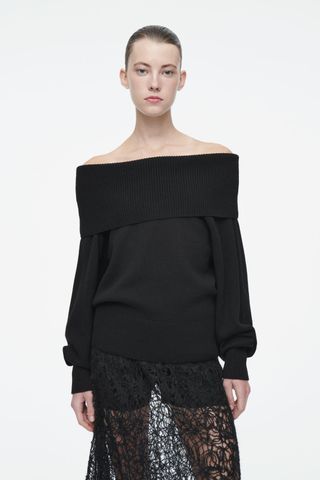 Off-The-Shoulder Merino Wool Jumper