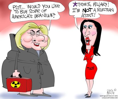 Political Cartoon U.S. Hillary and Tulsi Russian Asset