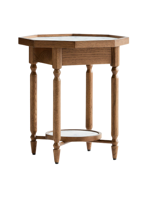 Dunfield Brown Oak Wood 18" Octagon Side Table