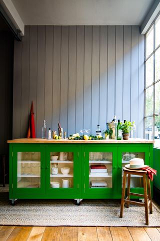 Green portable kitchen island by British Standard