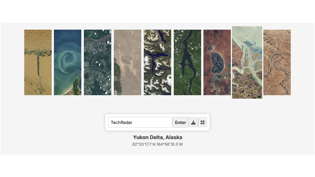 The word 'TechRadar' spelled out using satellite images from NASA's 'Your Name in Landsat' tool.