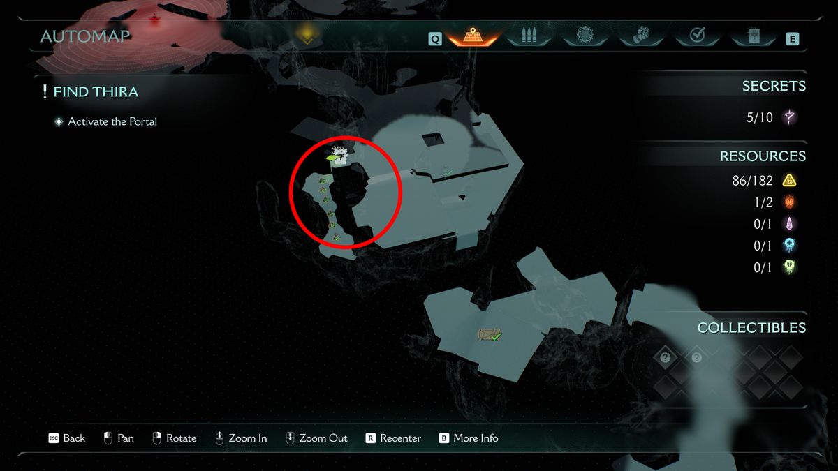 Doom: The Dark Ages Chapter 15 secrets City of Ry'uul - A map highlighting the location of a codex entry in a cave.
