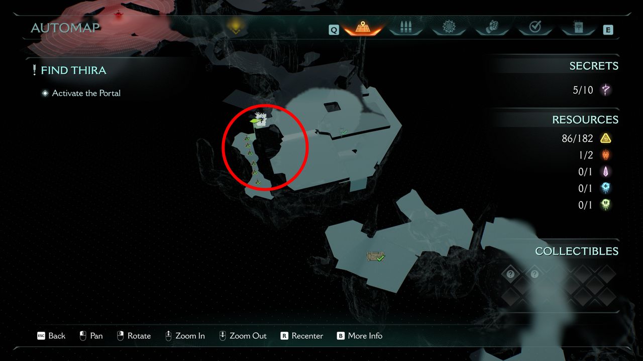 Doom: The Dark Ages Chapter 15 secrets City of Ry'uul - A map highlighting the location of a codex entry in a cave.