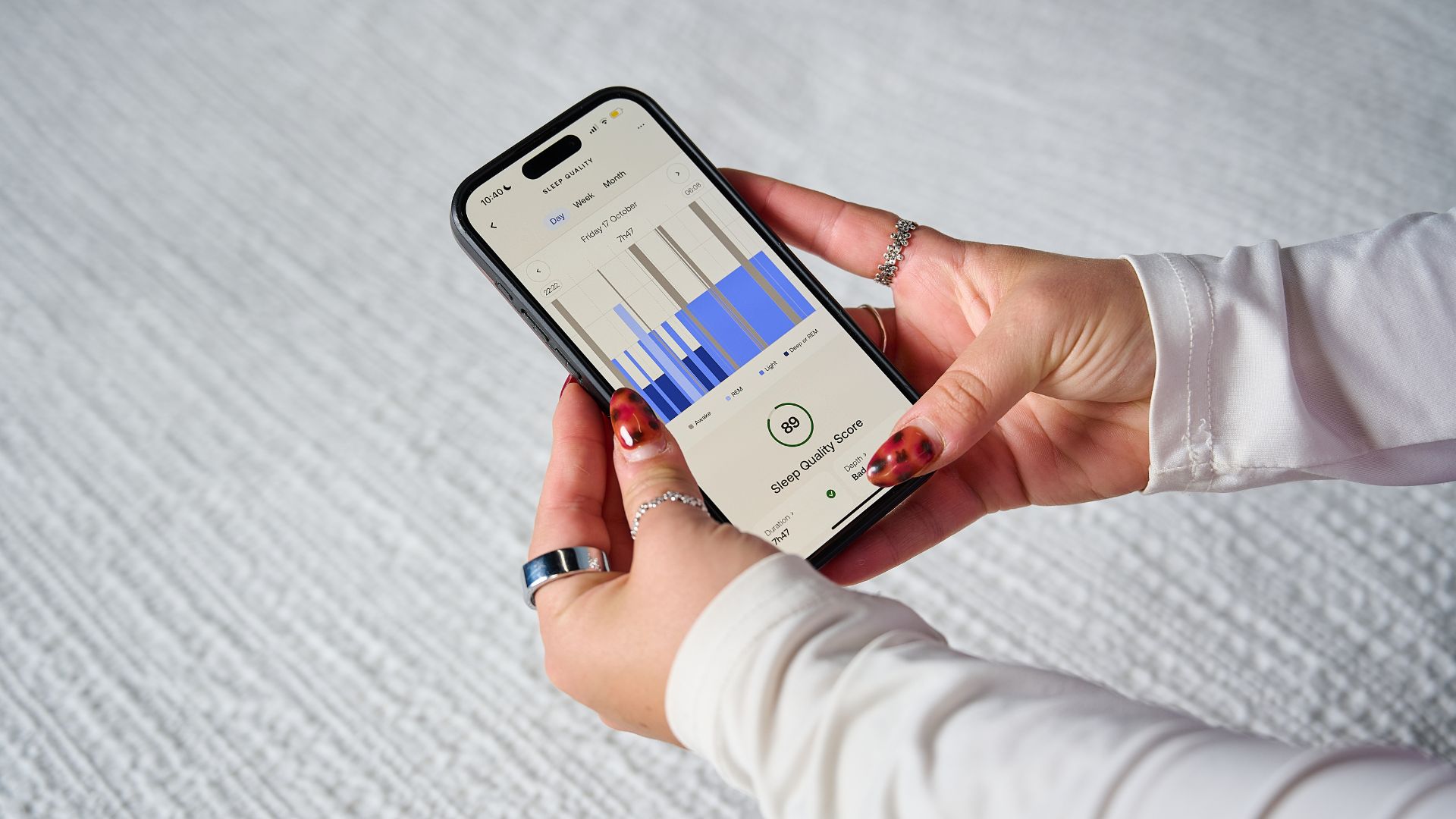 Our sleep tech tester testing the Withings Sleep Analyzer