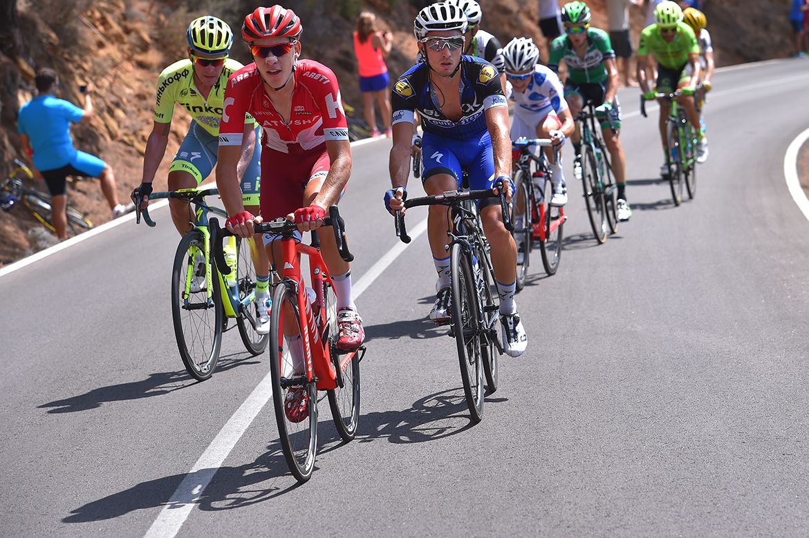 Pavel Kochetkov (Katusha) leads Gianluca Brambilla in the breakaway