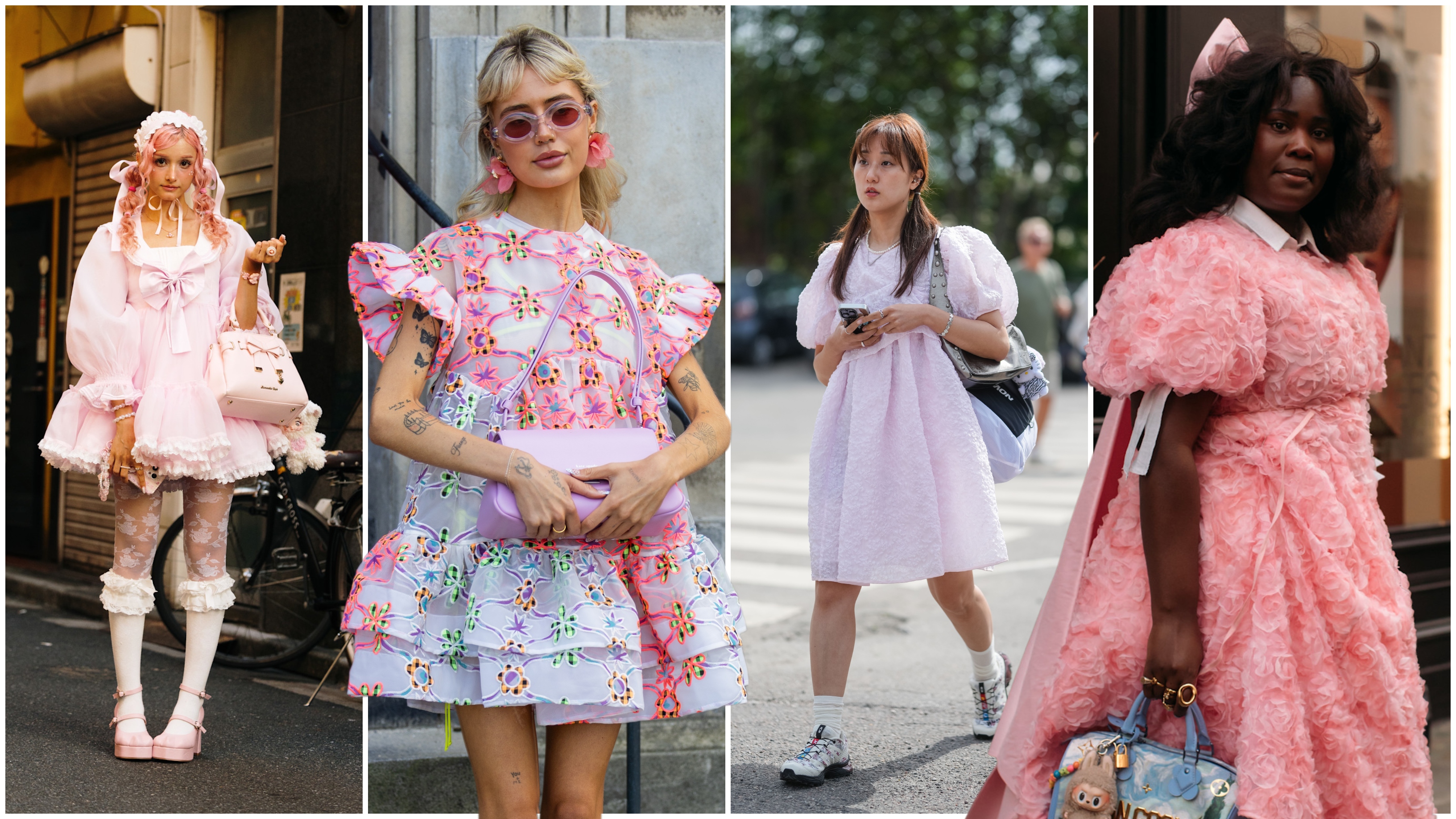 collage of women wearing babydoll dresses 