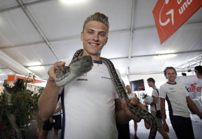 Marcel Kittel with a local snake