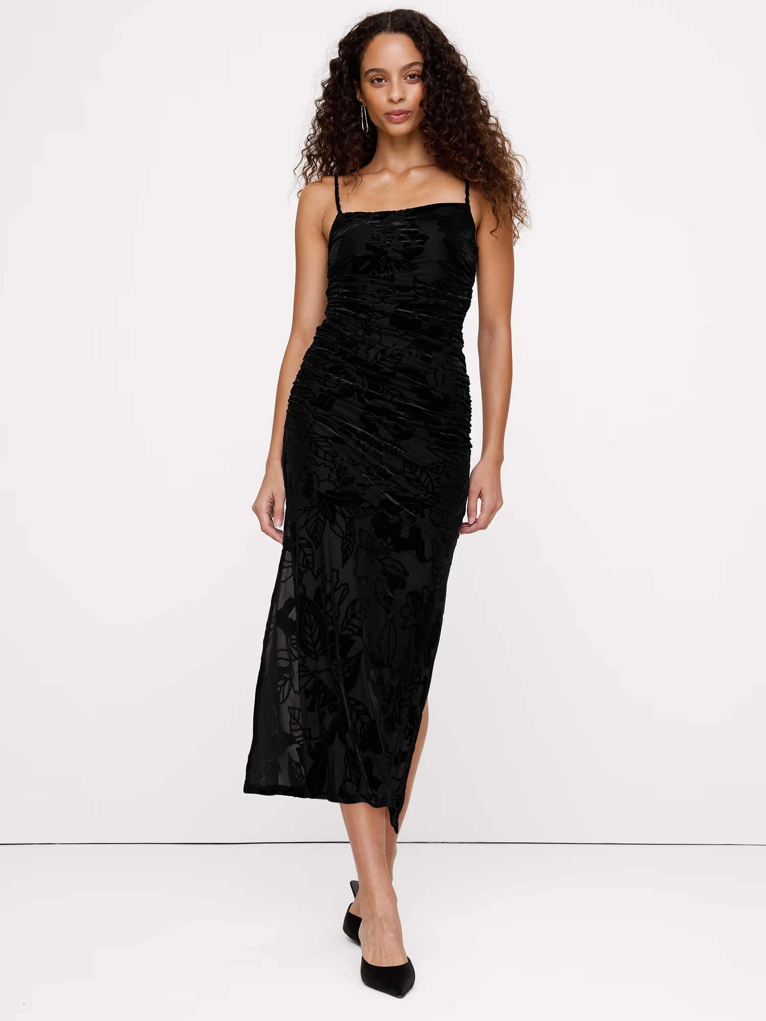 Banana Republic, Burnout Velvet Ruched Midi Dress
