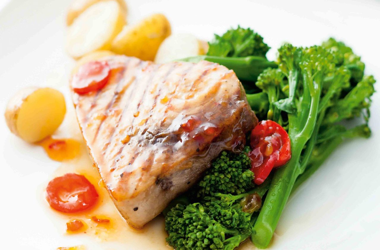 Sweet chilli swordfish with tenderstem broccoli