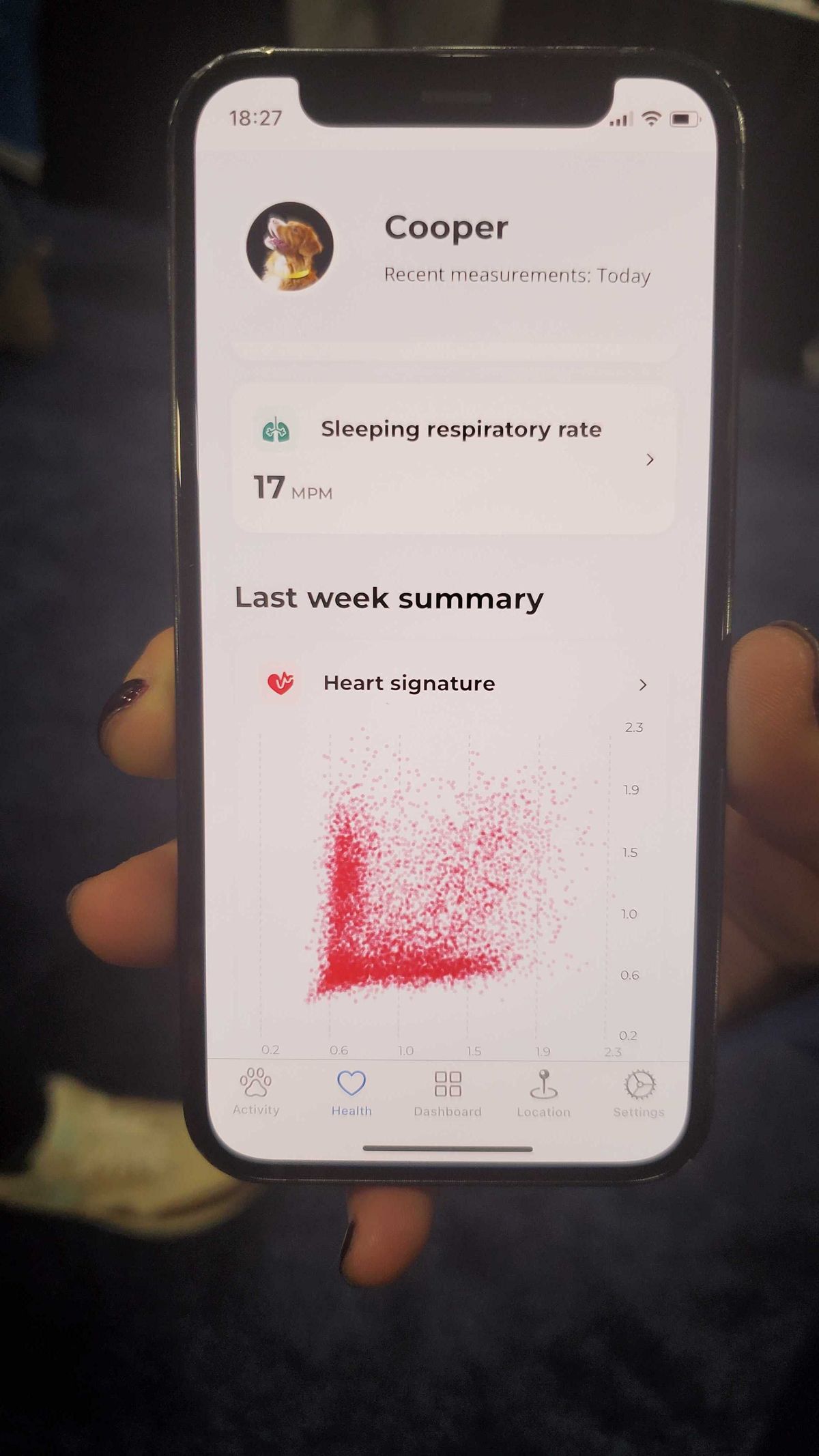 screenshot of collar app