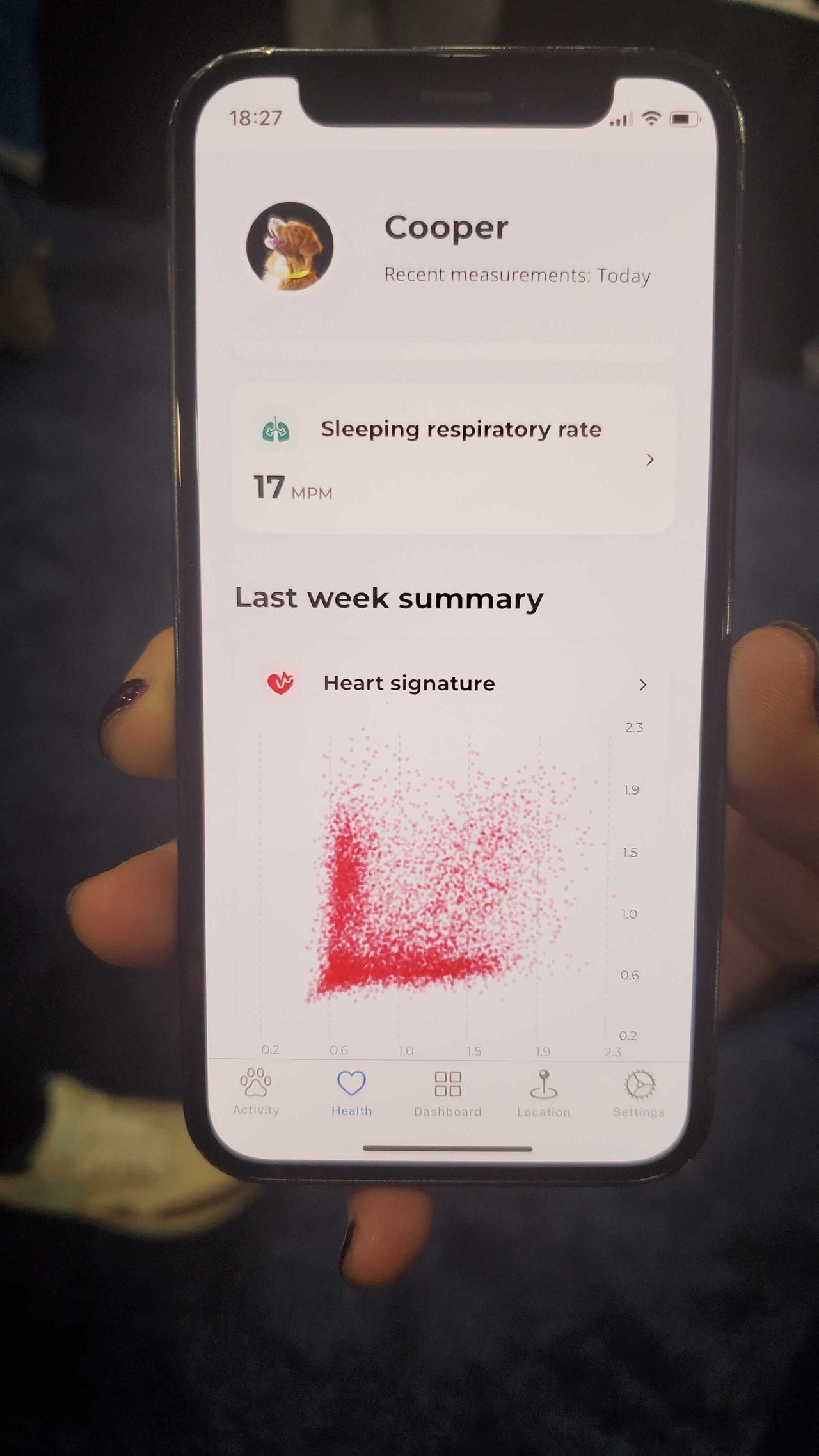 screenshot of collar app