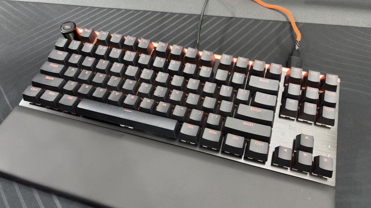 Be Quiet! Light Mount TKL gaming keyboard on a desk
