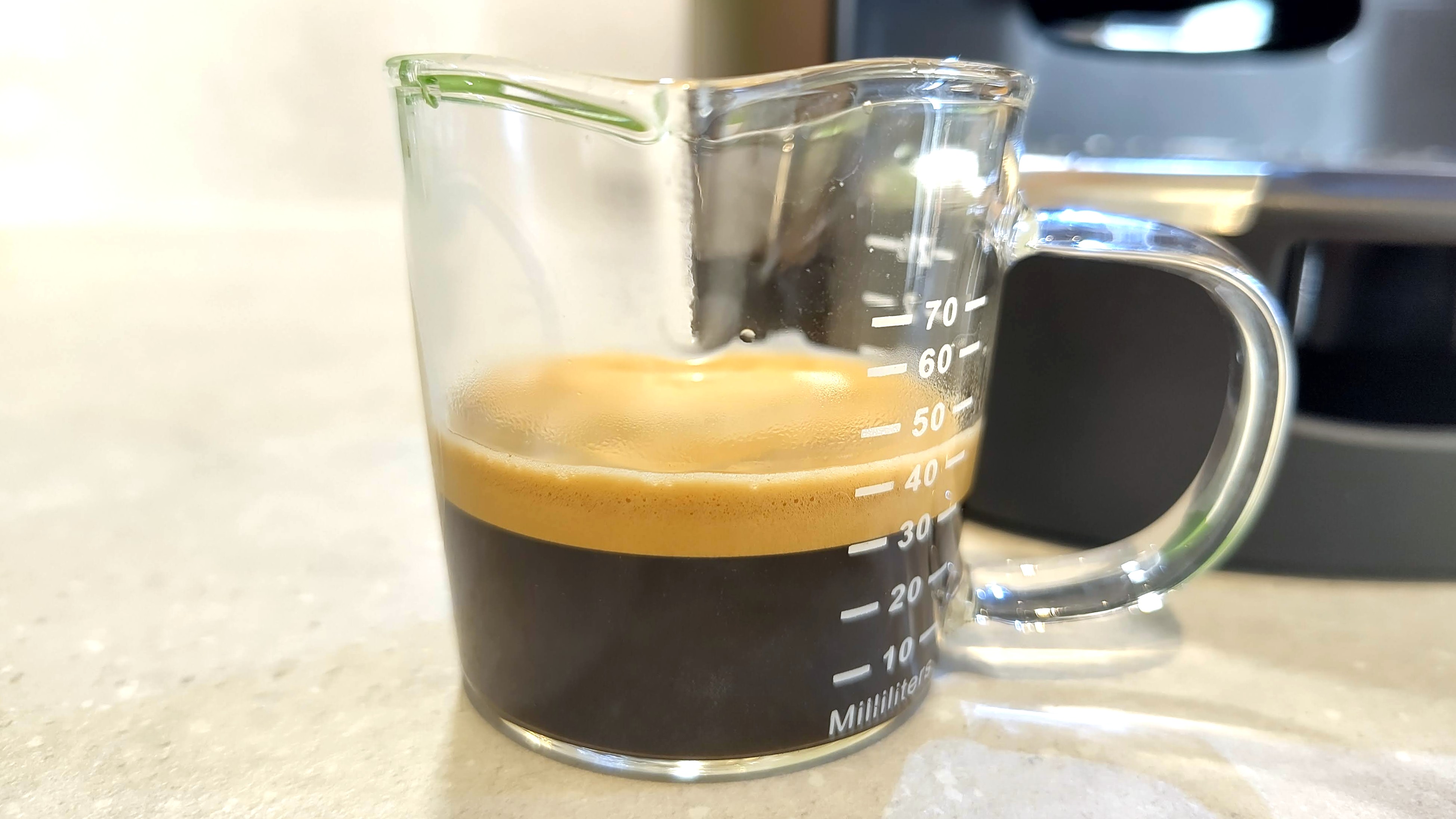 Espresso brewed using Lavazza Assoluta espresso machine
